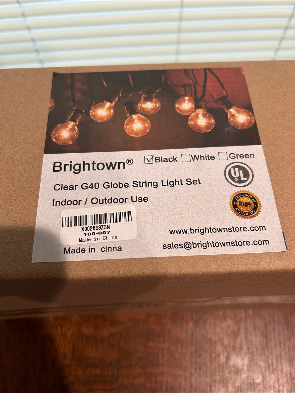 New in unopened box Brighton Black G40 Clear Globe String Lights Indoor/Outdoor